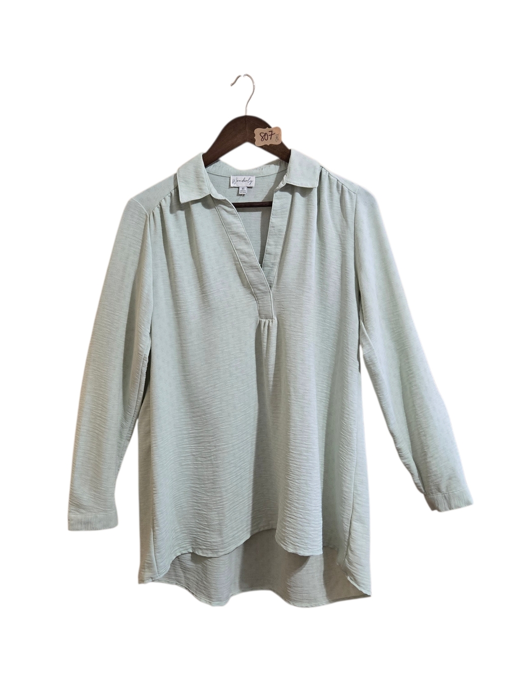 Wonderly Sage Green V-Neck Long-Sleeve‎ Tunic